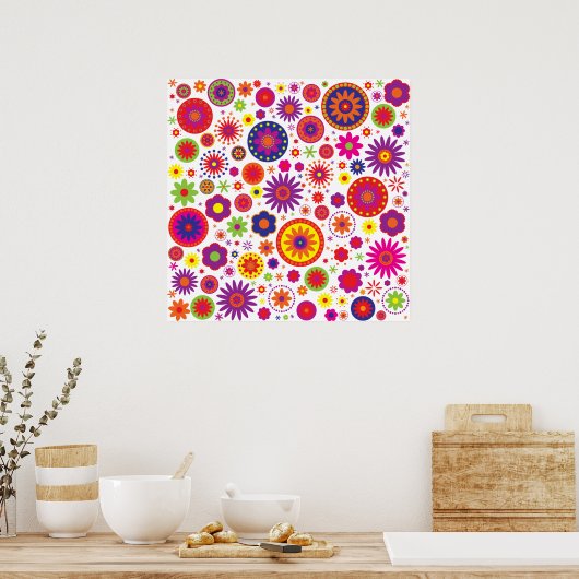 Hippy-Rainbow-Blume Poster (Küche)