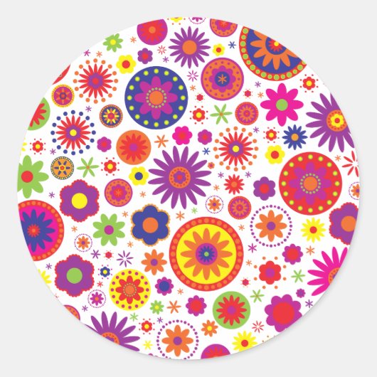 Hippy-Rainbow-Blume Runder Aufkleber (Vorderseite)