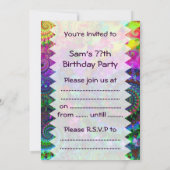 Hippy Rainbow Fraktal Geburtstag Einladung (Rückseite)