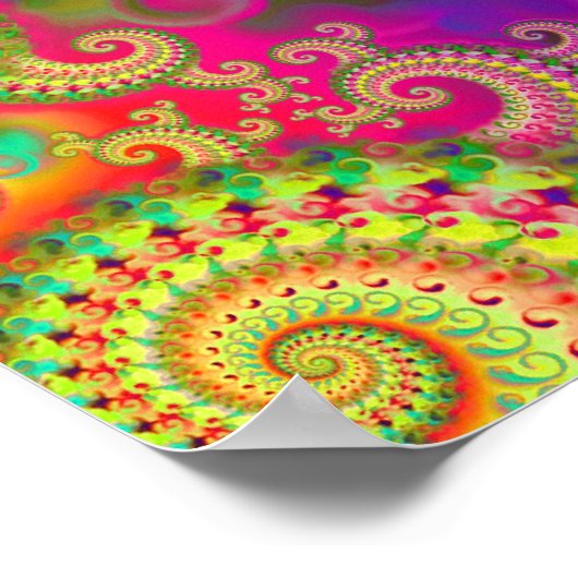 Hippy Rainbow Fraktal Pattern Poster (Ecke)