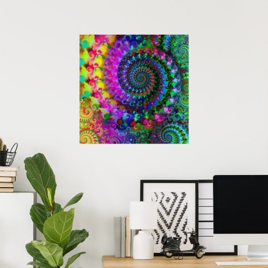 Hippy Rainbow Fraktal Pattern Poster (Heimbüro)