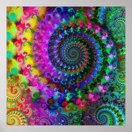 Hippy Rainbow Fraktal Pattern Poster (Vorne)
