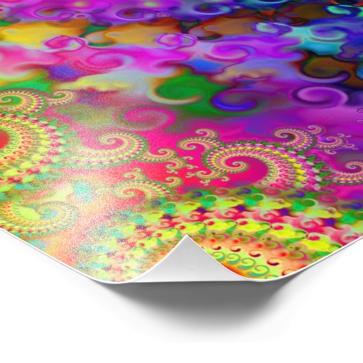 Hippy Rainbow Fraktal Pattern Poster (Ecke)
