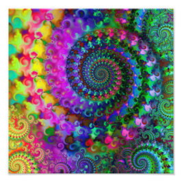 Hippy Rainbow Fraktal Pattern Poster