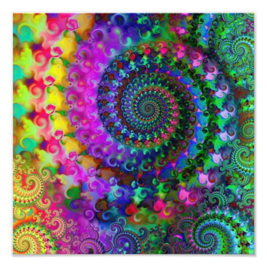 Hippy Rainbow Fraktal Pattern Poster (Vorne)