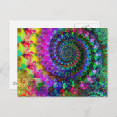 Hippy Rainbow Fraktal Pattern Postkarte (Vorne/Hinten)