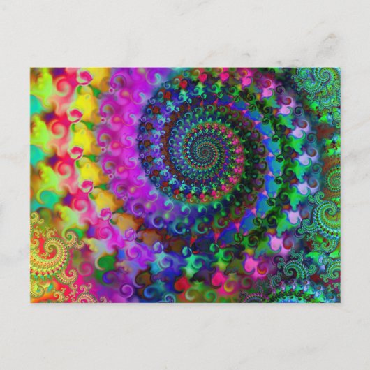 Hippy Rainbow Fraktal Pattern Postkarte (Vorderseite)