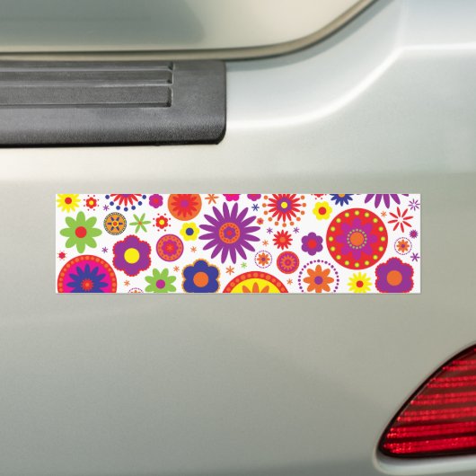 Hippy Regenbogen-Blumen Autoaufkleber (Auf Auto)
