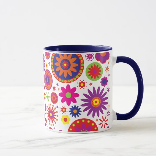Hippy Regenbogen-Blumen Tasse (Rechts)