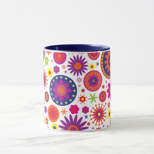 Hippy Regenbogen-Blumen Tasse (Zentrum)