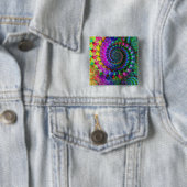 Hippy Regenbogen-Fraktal-Muster Button (Beispiel)