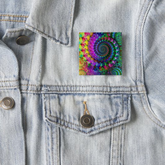 Hippy Regenbogen-Fraktal-Muster Button (Beispiel)