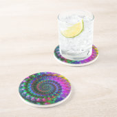 Hippy Regenbogen-Fraktal-Muster Getränkeuntersetzer (Seite)