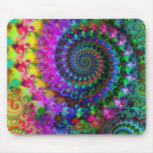 Hippy Regenbogen-Fraktal-Muster Mousepad (Vorne)