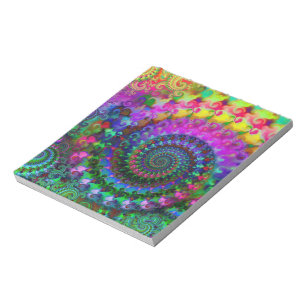 Hippy Regenbogen-Fraktal-Muster Notizblock