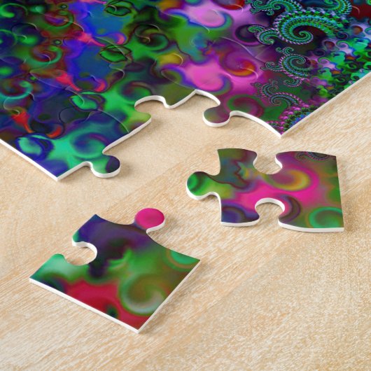 Hippy Regenbogen-Fraktal-Muster Puzzle (Seite)