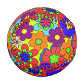 Hippy Retro-Blume Baseball (Vorderseite Links)