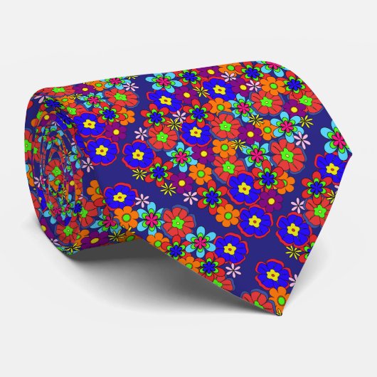 Hippy Retro-Blume Krawatte (Gerollt)
