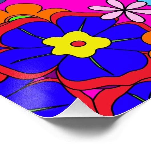 Hippy Retro-Blume Poster (Ecke)