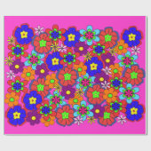 Hippy Retro Blumen Geschenkpapier (Flach)