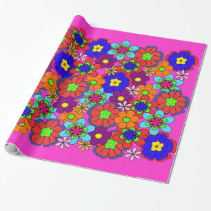 Hippy Retro Blumen Geschenkpapier