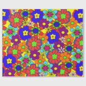 Hippy Retro Blumen Geschenkpapier (Flach)