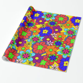 Hippy Retro Blumen Geschenkpapier