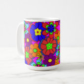 Hippy Retro Blumen in den Rosa Kaffeetasse (Vorderseite Links)