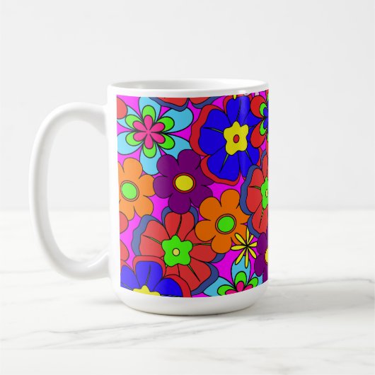 Hippy Retro Blumen in den Rosa Kaffeetasse (Links)