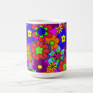 Hippy Retro Blumen in den Rosa Kaffeetasse