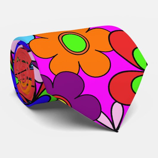 Hippy Retro Blumen Krawatte (Gerollt)