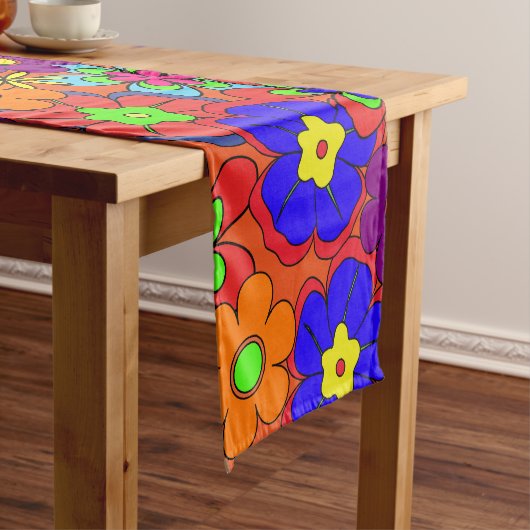 Hippy Retro Blumen Kurzer Tischläufer (Beispiel)