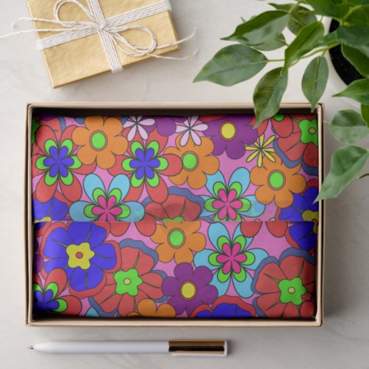 Hippy Retro Blumen Seidenpapier (Geschenk)