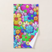Hippy Retro Blumenart Badhandtuch Set (Handtuch)