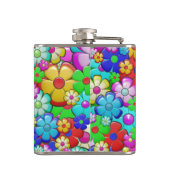 Hippy Retro Blumenart Flachmann (Rückseite)