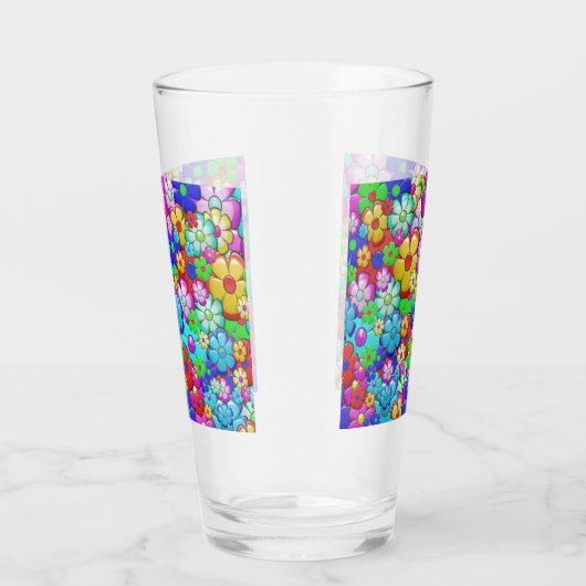 Hippy Retro Blumenart Glas (Rechts)