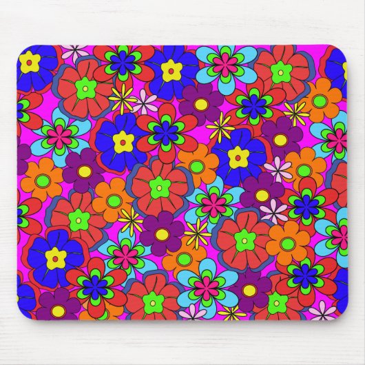 Hippy Retro Funkadelic Blumen Mousepad (Vorne)