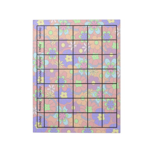 Hippy Retro Mod Blumen Blank Calendar Notizblock (Rotiert)