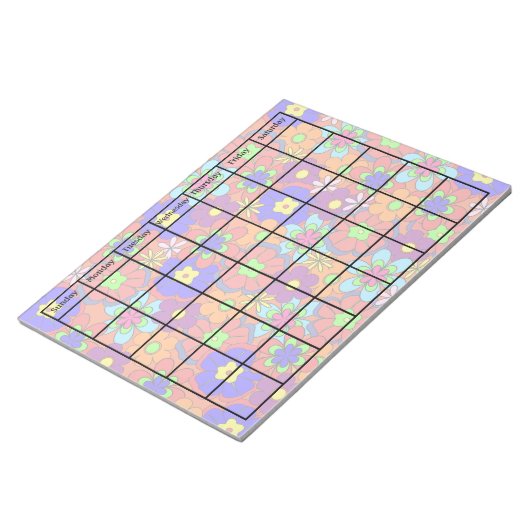 Hippy Retro Mod Blumen Blank Calendar Notizblock (angewinkelt)