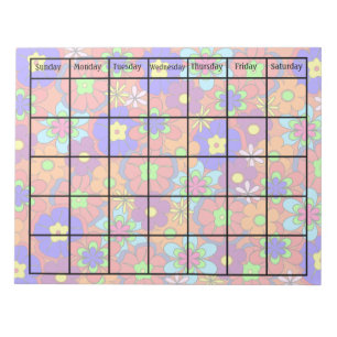 Hippy Retro Mod Blumen Blank Calendar Notizblock