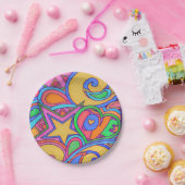 Hippy Retro Peace Art mit Stars Pappteller (Party)