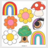 Hippy-Retro-Sammlung Aufkleber (Blatt)