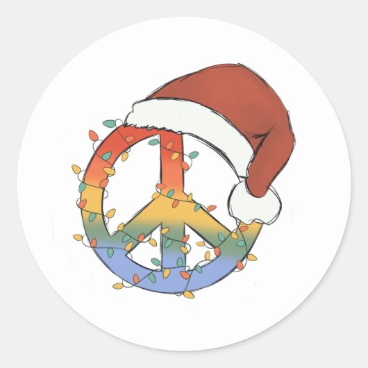 Hippy Santa Peace Weihnachtsgebäck Runder Aufkleber (Vorderseite)