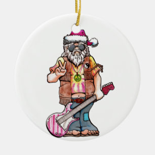 Hippy Santa sagt "Cooles Weihnachten" Keramikornament