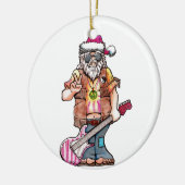 Hippy Santa sagt "Cooles Weihnachten" Keramikornament (Links)