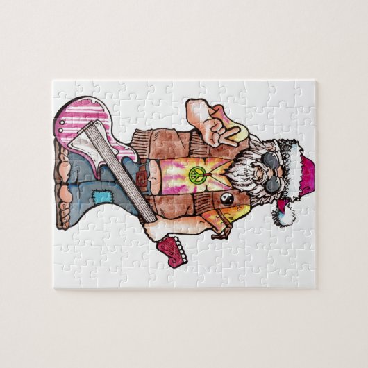 Hippy Santa sagt "Cooles Weihnachten" Puzzle (Horizontal)