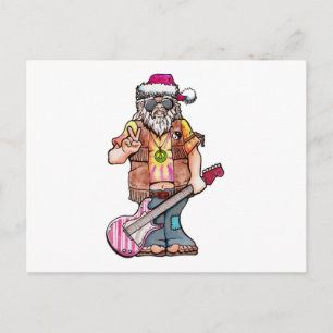 Hippy Santa says "Cool Yule" Feiertagspostkarte