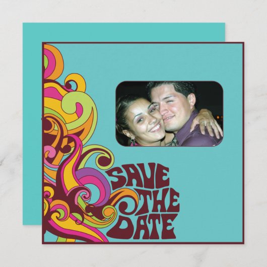 Hippy-Save the Date-Foto-Einladung Save The Date (Vorne/Hinten)
