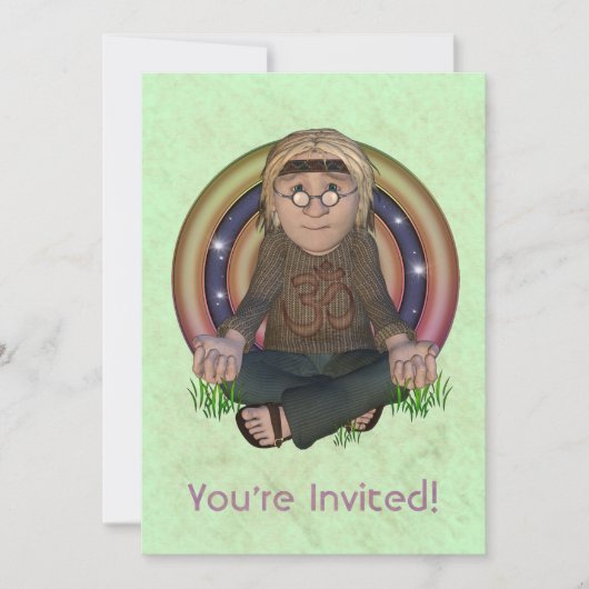 Hippy Sechzigerjahre große Party Einladung (Vorderseite)