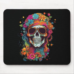 Hippy Skull Groovy Halloween Graphic Women Teens G Mousepad